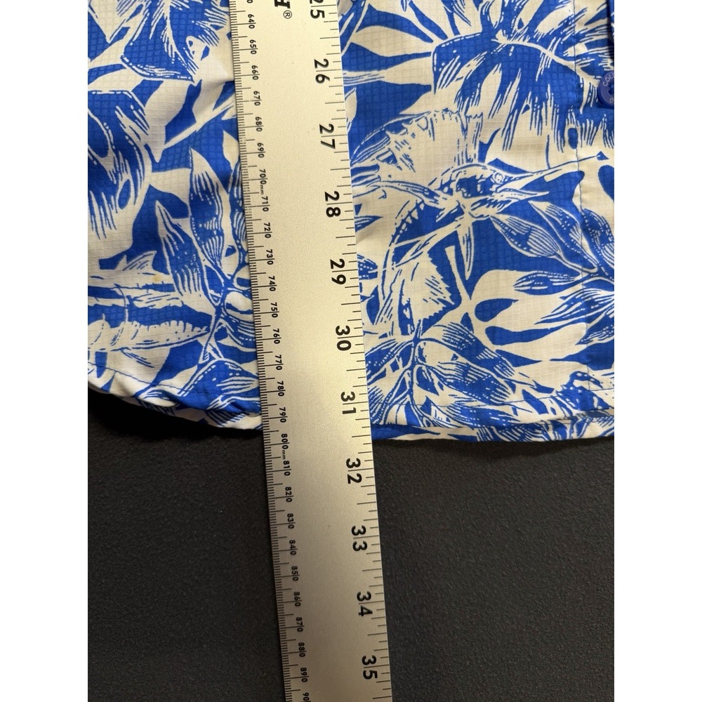 Columbia PFG Vented Fishing Shirt Large Allover Print Tropical Swordfish Blue - Picture 2 of 8